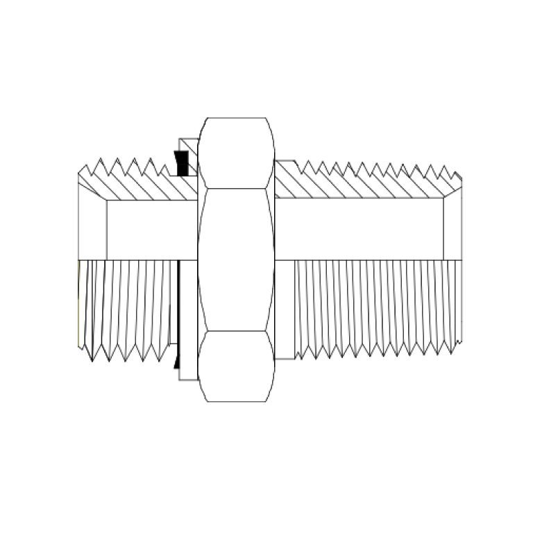 HYDRAULIC ADAPTOR BSPP MALE - BSPT MALE HEX NIPPLE