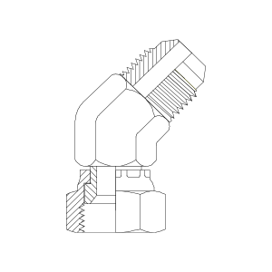 HYDRAULIC ADAPTOR JIC MALE - FEMALE SWIVEL 45DEG ELBOW