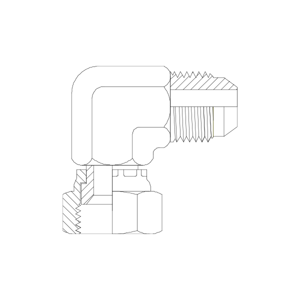 HYDRAULIC ADAPTOR JIC MALE - FEMALE SWIVEL 90DEG ELBOW