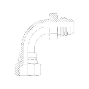 HYDRAULIC ADAPTOR JIC MALE - FEMALE SWIVEL 90DEG SWEPT