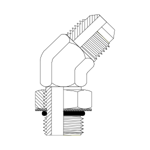 HYDRAULIC ADAPTOR JIC MALE - UNO MALE 45DEG ELBOW
