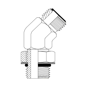 HYDRAULIC ADAPTOR ORFS MALE - UNO MALE 45DEG ELBOW